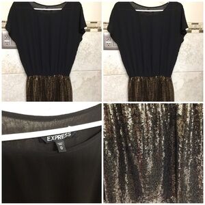 XS Express black gold bottom sequins tonic/dress